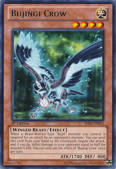 1st Edition, Effect Monster, Light, Rare, Shadow Specters, Unlimited, Winged Beast Bujingi Crow [SHSP-EN023] Rare - Trading Card World