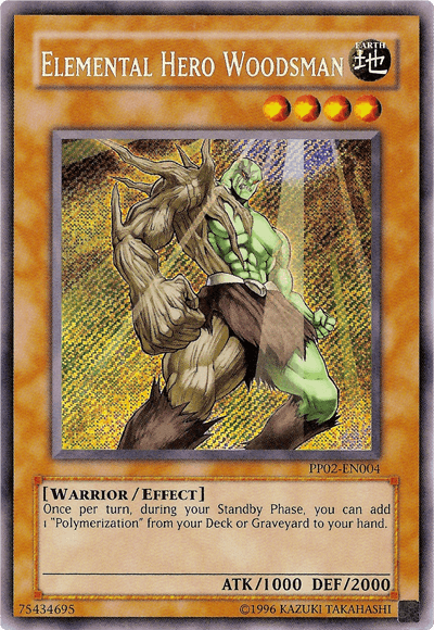 Earth, Effect Monster, Premium Pack 2, Secret Rare, Unlimited, Warrior Elemental Hero Woodsman [PP02-EN004] Secret Rare - Trading Card World