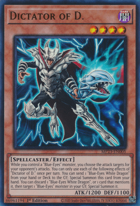 1st Edition, Dark, Dueling Heroes Collectors Tin - Mega Pack (25th Anniversary Edition), Effect Monster, Spellcaster, Ultra Rare Dictator of D. [MP23-EN005] Ultra Rare - Trading Card World