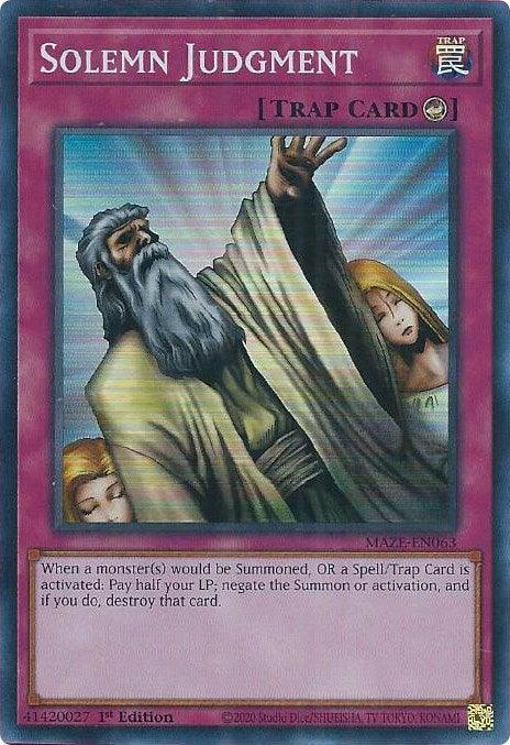 1st Edition, Counter Trap, Maze of Memories, Super Rare, Trap Solemn Judgment [MAZE-EN063] Super Rare - Trading Card World