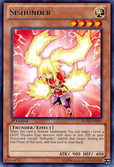 1st Edition, Effect Monster, Light, Rare, Return of the Duelist, Thunder, Unlimited Sishunder [REDU-EN097] Rare - Trading Card World