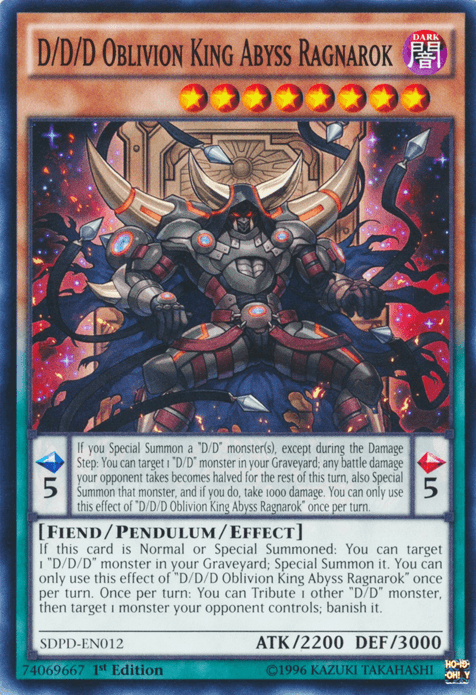 1st Edition, Common, Dark, Fiend, Pendulum/Effect Monster, Structure Deck: Pendulum Domination D/D/D Oblivion King Abyss Ragnarok [SDPD-EN012] Common - Trading Card World