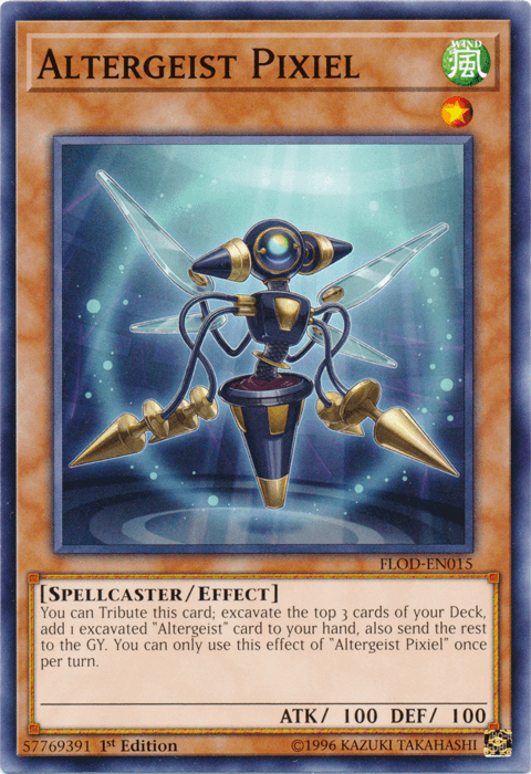 1st Edition, Common, Effect Monster, Flames of Destruction, Spellcaster, Unlimited, Wind Altergeist Pixiel [FLOD-EN015] Common - Trading Card World