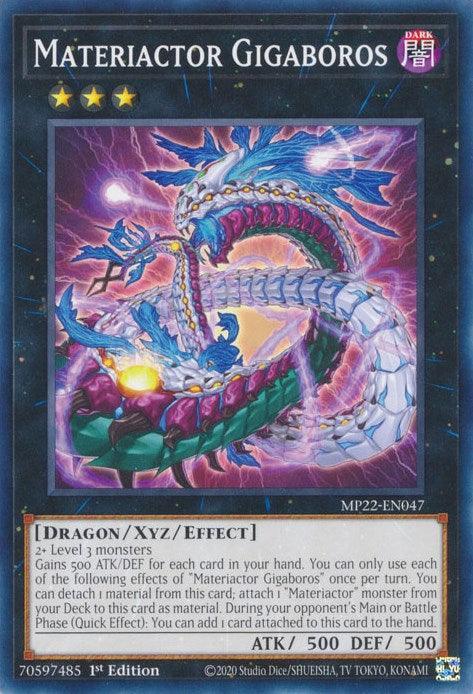 1st Edition, 2022 Tin of the Pharaoh's Gods, Common, Dark, Dragon, Xyz/Effect Monster Materiactor Gigaboros [MP22-EN047] Common - Trading Card World