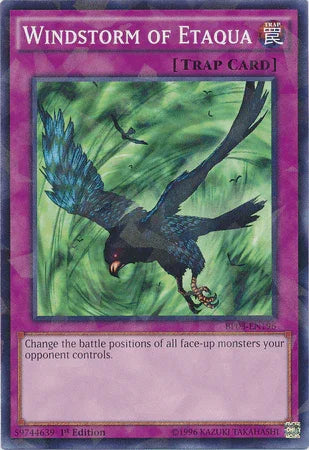 1st Edition, Battle Pack 3: Monster League, Normal Trap, Shatterfoil Rare, Trap Windstorm of Etaqua [BP03-EN196] Shatterfoil Rare - Trading Card World