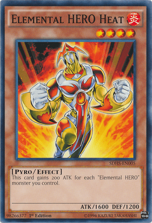 1st Edition, Common, Effect Monster, Fire, Pyro, Structure Deck: HERO Strike, Unlimited Elemental Hero Heat [SDHS-EN005] Common - Trading Card World