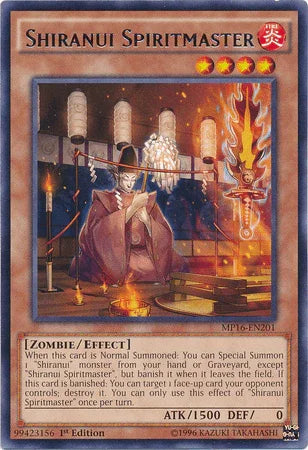 1st Edition, 2016 Mega-Tins Mega Pack, Effect Monster, Fire, Rare, Unlimited, Zombie Shiranui Spiritmaster [MP16-EN201] Rare - Trading Card World