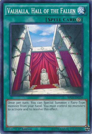 1st Edition, Battle Pack 3: Monster League, Common, Continuous Spell, Spell Valhalla, Hall of the Fallen [BP03-EN154] Common - Trading Card World