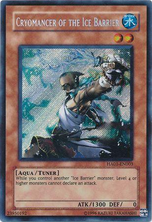 Aqua, Hidden Arsenal, Limited, Secret Rare, Tuner Monster, Unlimited, Water Cryomancer of the Ice Barrier [HA01-EN003] Secret Rare - Trading Card World