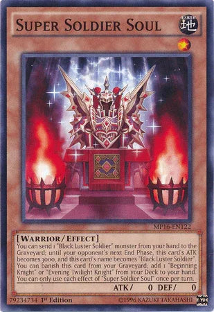 1st Edition, 2016 Mega-Tins Mega Pack, Common, Earth, Effect Monster, Unlimited, Warrior Super Soldier Soul [MP16-EN122] Common - Trading Card World