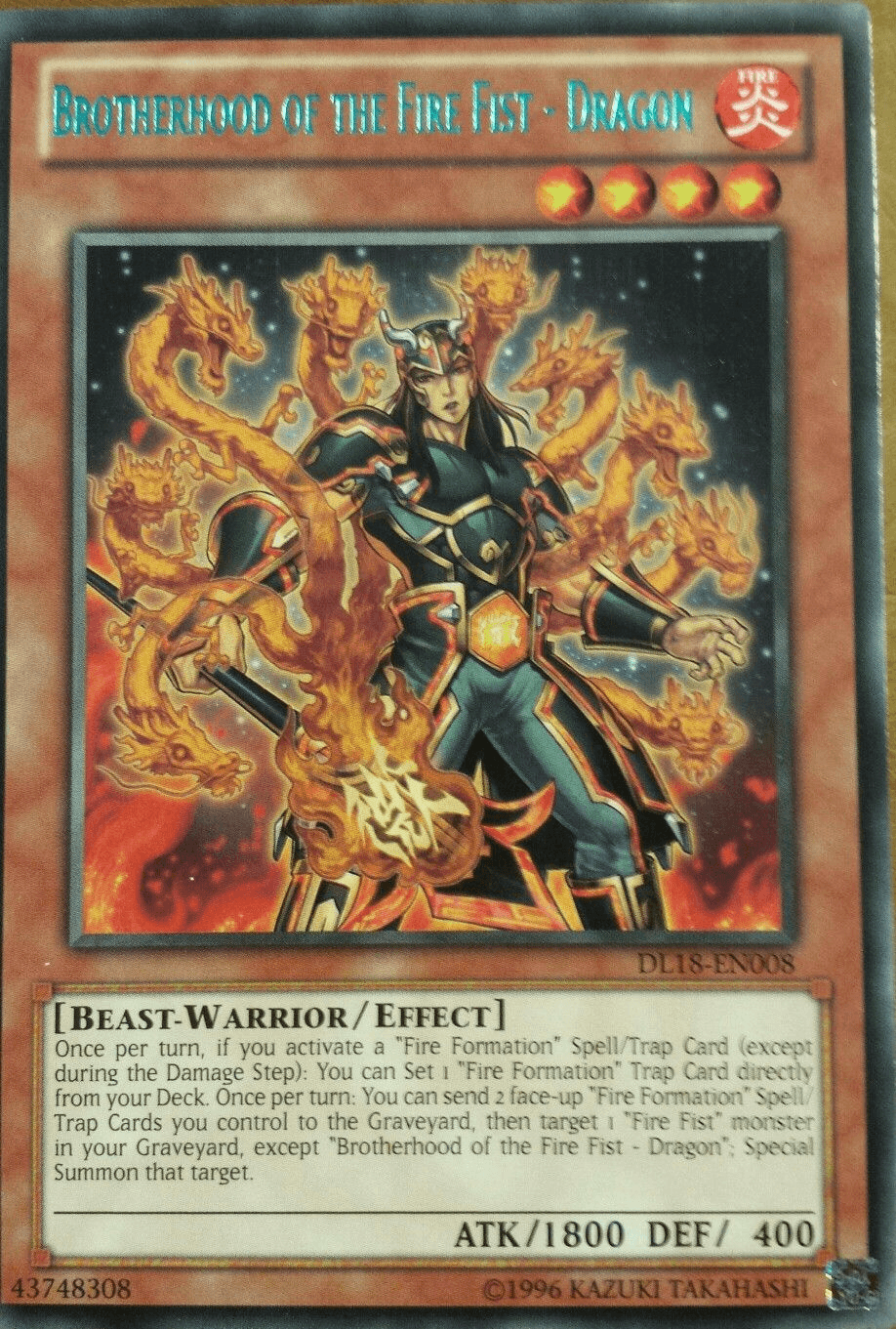 Beast-Warrior, Duelist League Promo, Effect Monster, Fire, Rare, Unlimited Brotherhood of the Fire Fist - Dragon (Green) [DL18-EN008] Rare - Trading Card World