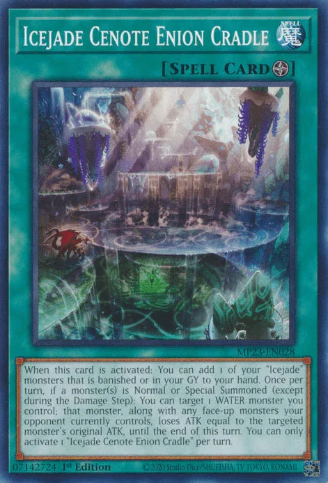 1st Edition, Aqua, Common, Dueling Heroes Collectors Tin - Mega Pack (25th Anniversary Edition), Tuner/Effect Monster, Water Icejade Cenote Enion Cradle [MP23-EN028] Common - Trading Card World