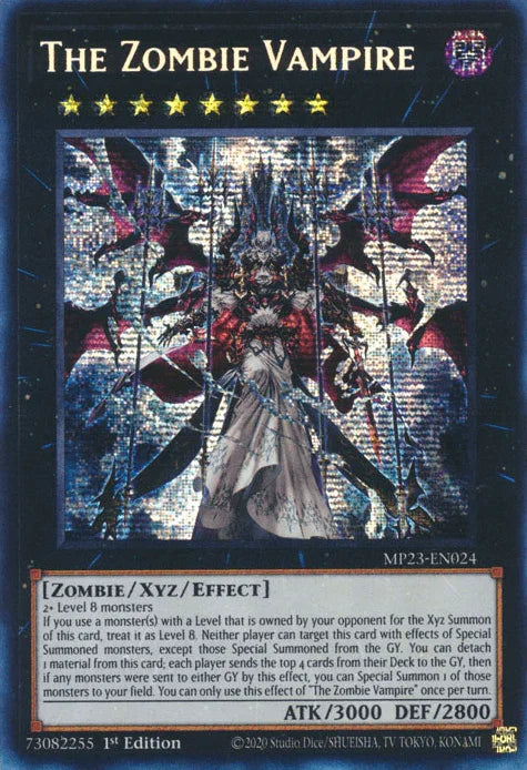 1st Edition, Dark, Dueling Heroes Collectors Tin - Mega Pack (25th Anniversary Edition), Prismatic Secret Rare, Xyz/Effect Monster, Zombie The Zombie Vampire [MP23-EN024] Prismatic Secret Rare - Trading Card World