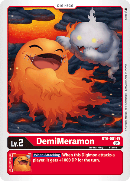 BT6-001, Digi-Egg, Double Diamond, Flame, In-Training, Red, Uncommon DemiMeramon [BT6-001] [Double Diamond] - Trading Card World