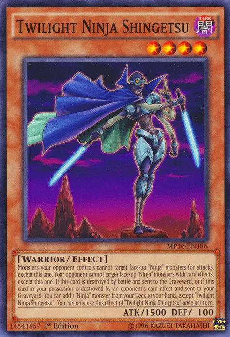 1st Edition, 2016 Mega-Tins Mega Pack, Common, Dark, Effect Monster, Unlimited, Warrior Twilight Ninja Shingetsu [MP16-EN186] Common - Trading Card World