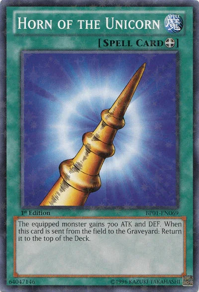 1st Edition, Battle Pack: Epic Dawn, Equip Spell, Spell, Starfoil Rare, Unlimited Horn of the Unicorn [BP01-EN069] Starfoil Rare - Trading Card World