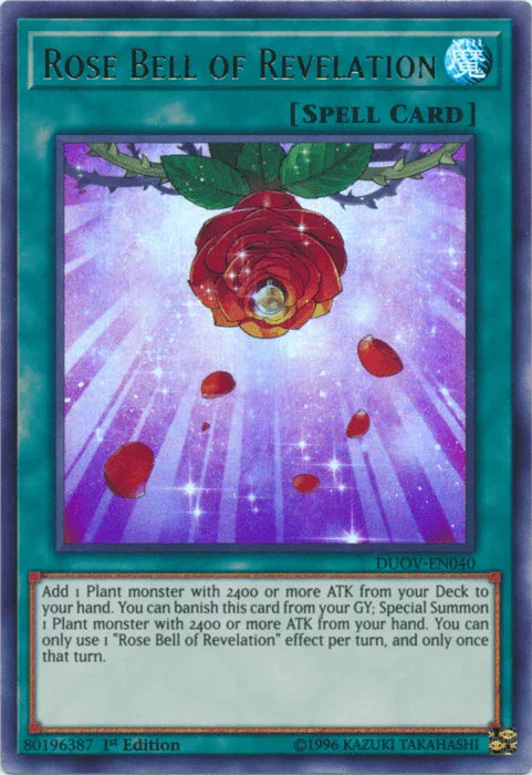 1st Edition, Duel Overload, Normal Spell, Spell, Ultra Rare Rose Bell of Revelation [DUOV-EN040] Ultra Rare - Trading Card World