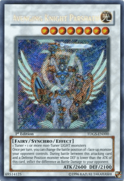 1st Edition, Fairy, Light, Secret Rare, Synchro/Effect Monster, The Duelist Genesis, Unlimited Avenging Knight Parshath [TDGS-EN000] Secret Rare - Trading Card World