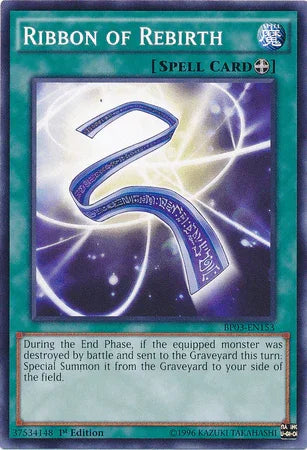 1st Edition, Battle Pack 3: Monster League, Common, Equip Spell, Spell Ribbon of Rebirth [BP03-EN153] Common - Trading Card World