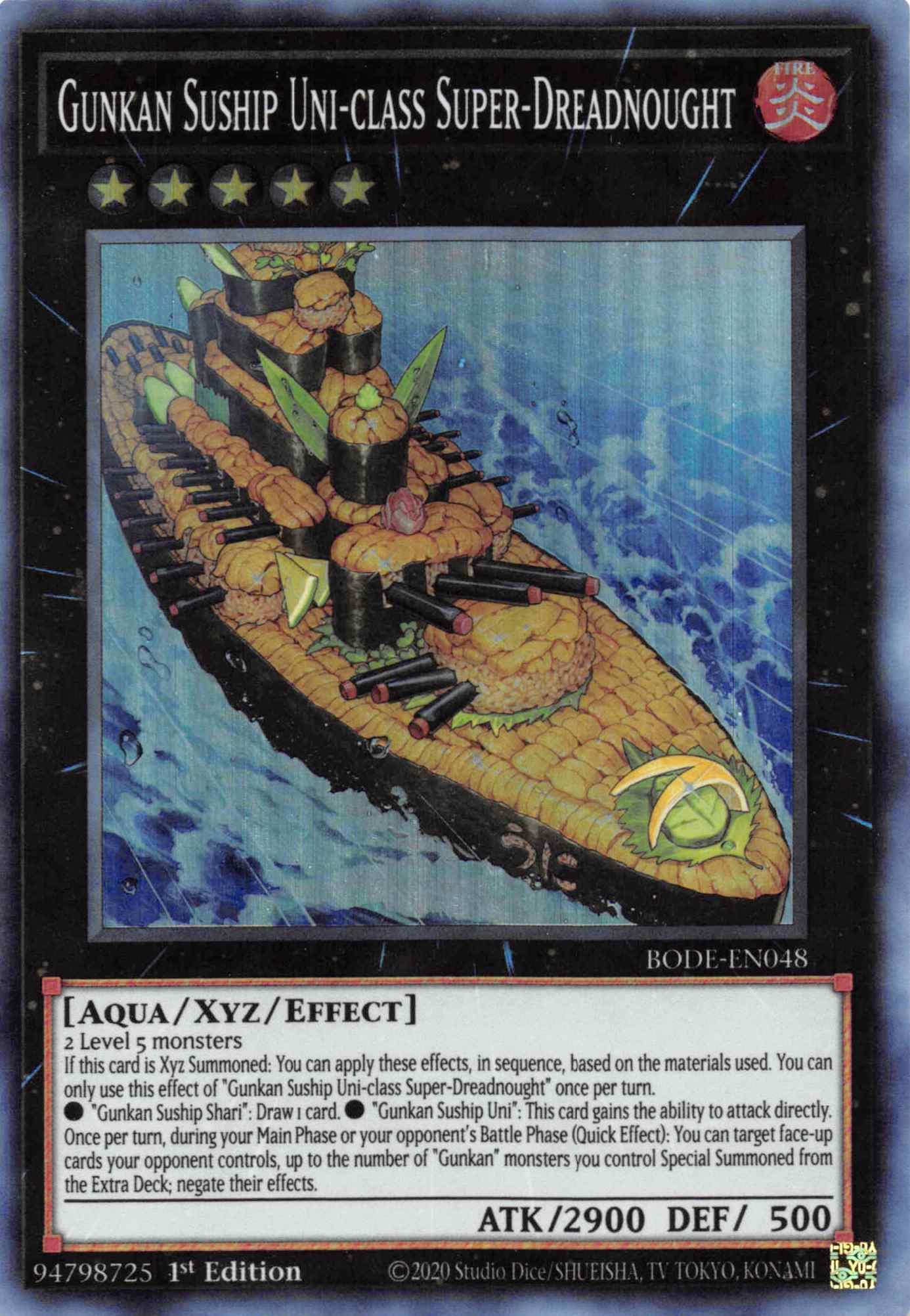 1st Edition, Aqua, Burst of Destiny, Fire, Super Rare, Xyz/Effect Monster Gunkan Suship Uni-class Super-Dreadnaught [BODE-EN048] Super Rare - Trading Card World