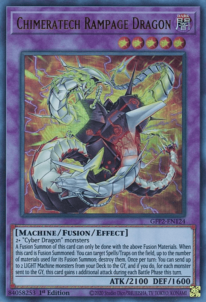 1st Edition, Dark, Fusion/Effect Monster, Ghosts From the Past: The 2nd Haunting, Machine, Ultra Rare Chimeratech Rampage Dragon [GFP2-EN124] Ultra Rare - Trading Card World