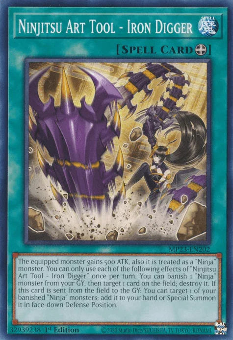 1st Edition, Common, Dueling Heroes Collectors Tin - Mega Pack (25th Anniversary Edition), Equip Spell, Spell Ninjitsu Art Tool - Iron Digger [MP23-EN202] Common - Trading Card World
