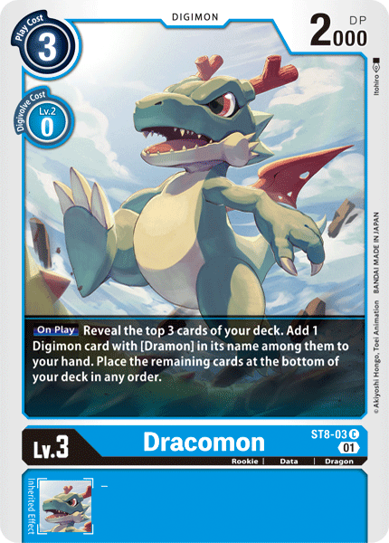 Blue, Common, Data, Digimon, Dragon, Rookie, ST8-03, Starter Deck: Ulforce Veedramon Dracomon [ST8-03] [Starter Deck: Ulforce Veedramon] - Trading Card World