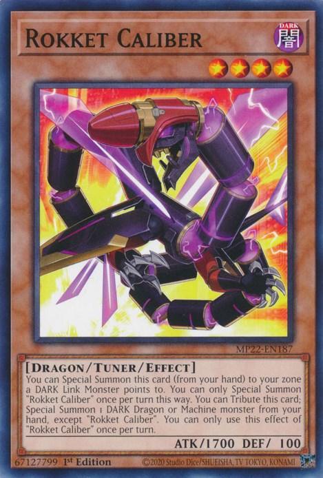 1st Edition, 2022 Tin of the Pharaoh's Gods, Common, Dark, Dragon, Tuner/Effect Monster Rokket Caliber [MP22-EN187] Common - Trading Card World