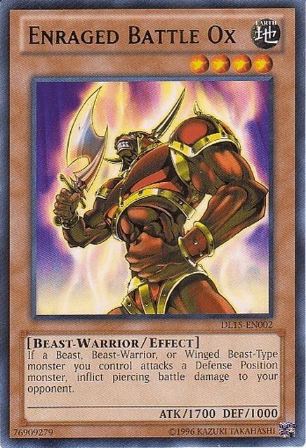 Beast-Warrior, Duelist League Promo, Earth, Effect Monster, Rare, Unlimited Enraged Battle Ox (Green) [DL15-EN002] Rare - Trading Card World