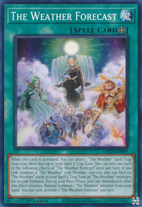 1st Edition, Common, Dueling Heroes Collectors Tin - Mega Pack (25th Anniversary Edition), Field Spell, Spell The Weather Forecast [MP23-EN099] Common - Trading Card World