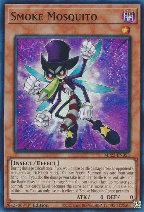 1st Edition, Dark, Dueling Heroes Collectors Tin - Mega Pack (25th Anniversary Edition), Effect Monster, Insect, Super Rare Smoke Mosquito [MP23-EN053] Super Rare - Trading Card World