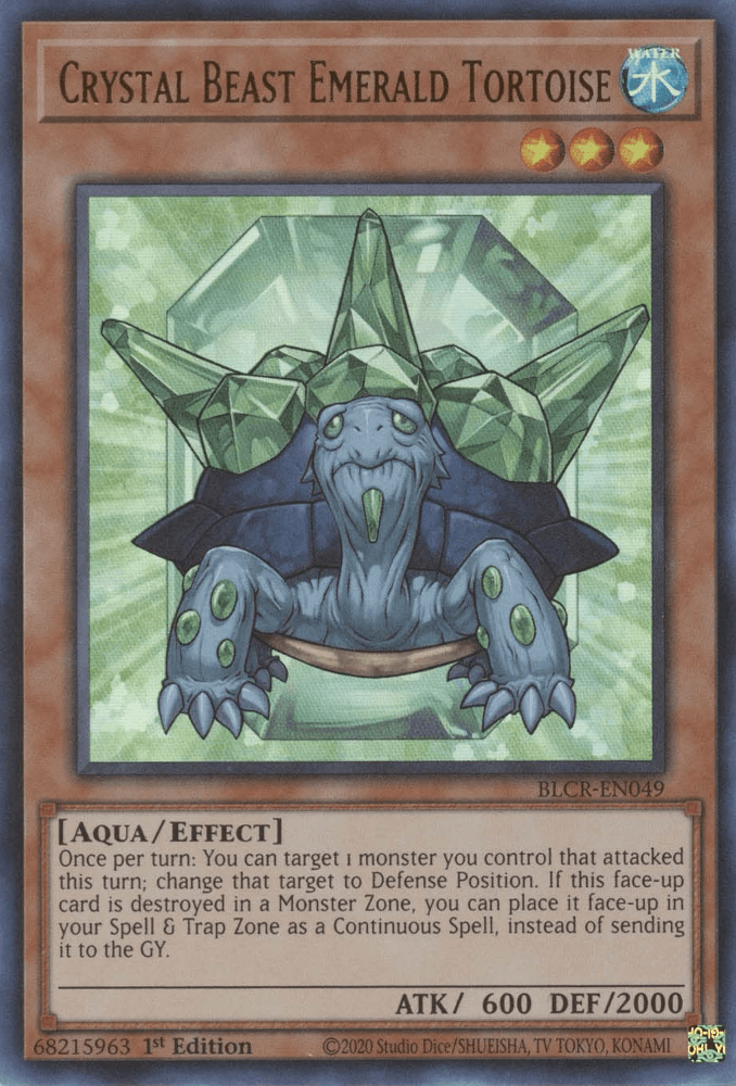 1st Edition, Aqua, Battles of Legend: Crystal Revenge, Effect Monster, Ultra Rare, Water Crystal Beast Emerald Tortoise [BLCR-EN049] Ultra Rare - Trading Card World