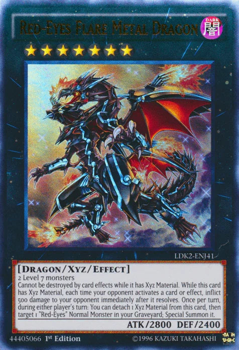 1st Edition, Dark, Dragon, Legendary Decks II, Ultra Rare, Unlimited, Xyz/Effect Monster Red-Eyes Flare Metal Dragon [LDK2-ENJ41] Ultra Rare - Trading Card World