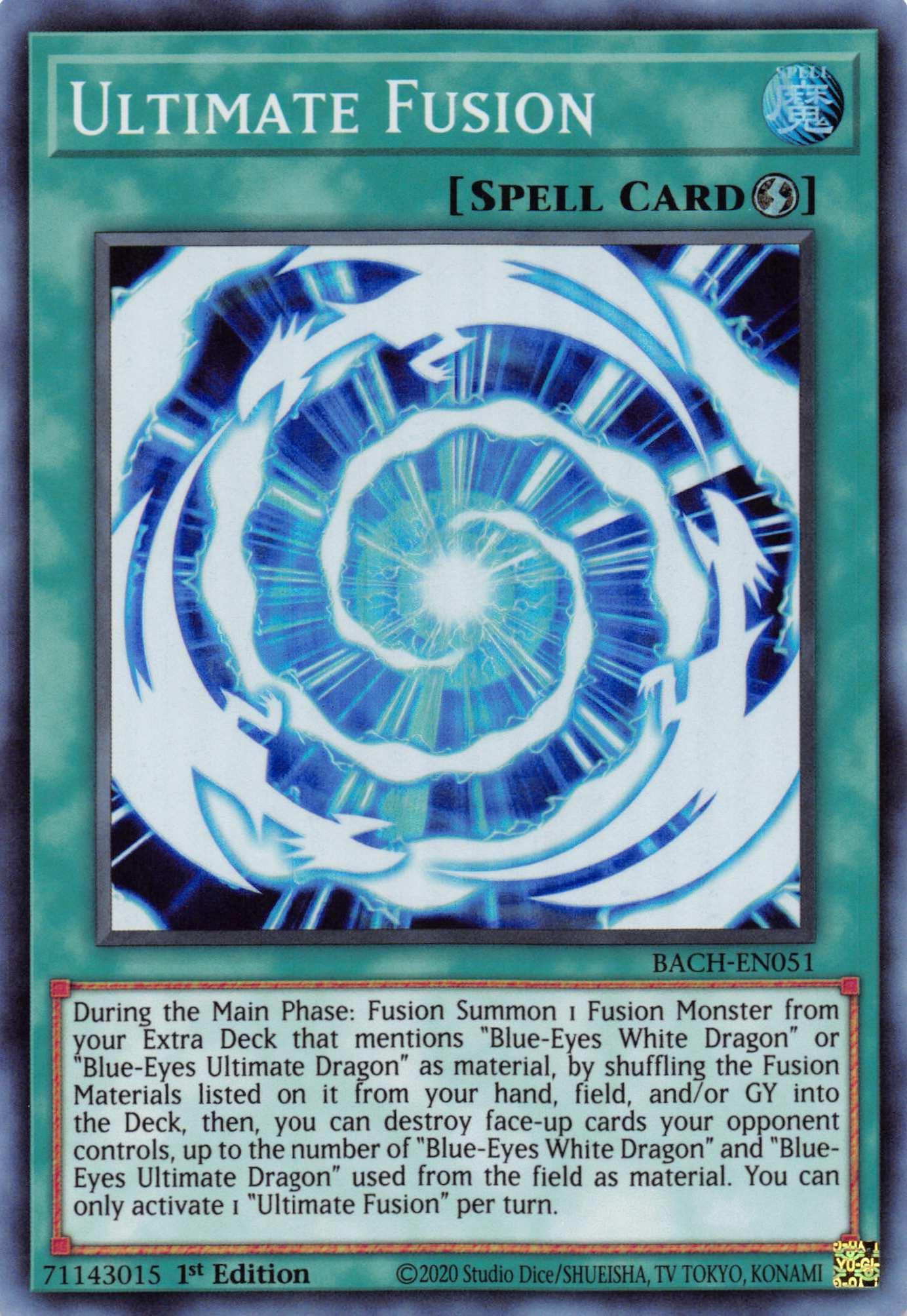 1st Edition, Battle of Chaos, Quick-Play Spell, Spell, Super Rare Ultimate Fusion [BACH-EN051] Super Rare - Trading Card World