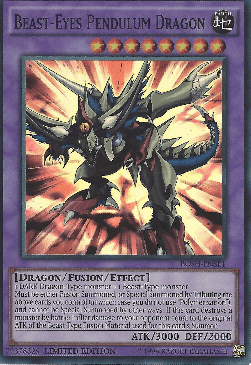 Breakers of Shadow: Special Edition, Dragon, Earth, Fusion/Effect Monster, Limited, Super Rare Beast-Eyes Pendulum Dragon [BOSH-ENSE1] Super Rare - Trading Card World