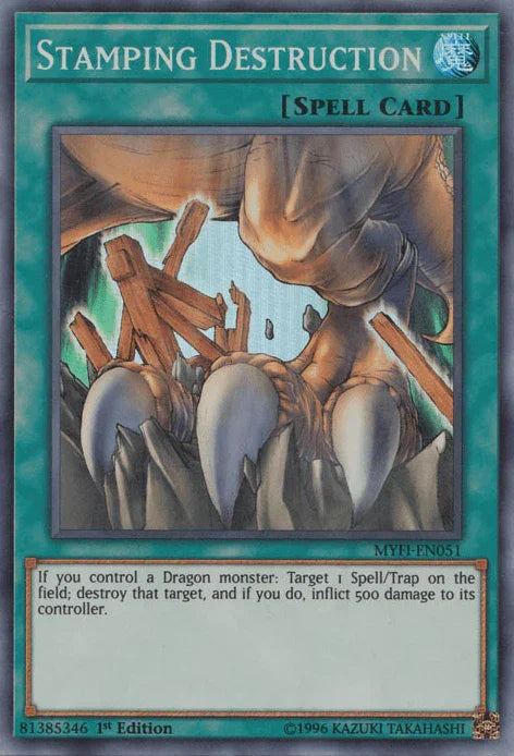 1st Edition, Mystic Fighters, Normal Spell, Spell, Super Rare Stamping Destruction [MYFI-EN051] Super Rare - Trading Card World