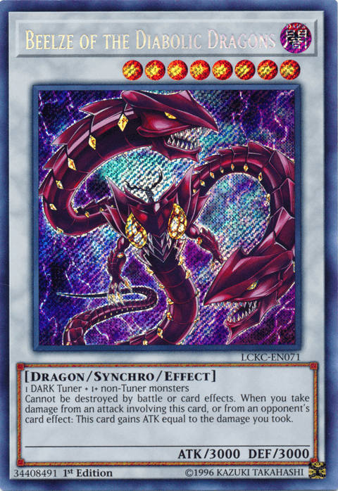 1st Edition, Dark, Dragon, Legendary Collection Kaiba, Secret Rare, Synchro/Effect Monster, Unlimited Beelze of the Diabolic Dragons [LCKC-EN071] Secret Rare - Trading Card World