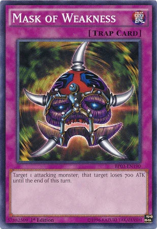 1st Edition, Battle Pack 3: Monster League, Common, Normal Trap, Trap Mask of Weakness [BP03-EN190] Common - Trading Card World