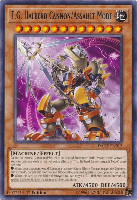1st Edition, Dark Neostorm, Earth, Effect Monster, Machine, Rare, Unlimited T.G. Halberd Cannon/Assault Mode [DANE-EN012] Rare - Trading Card World