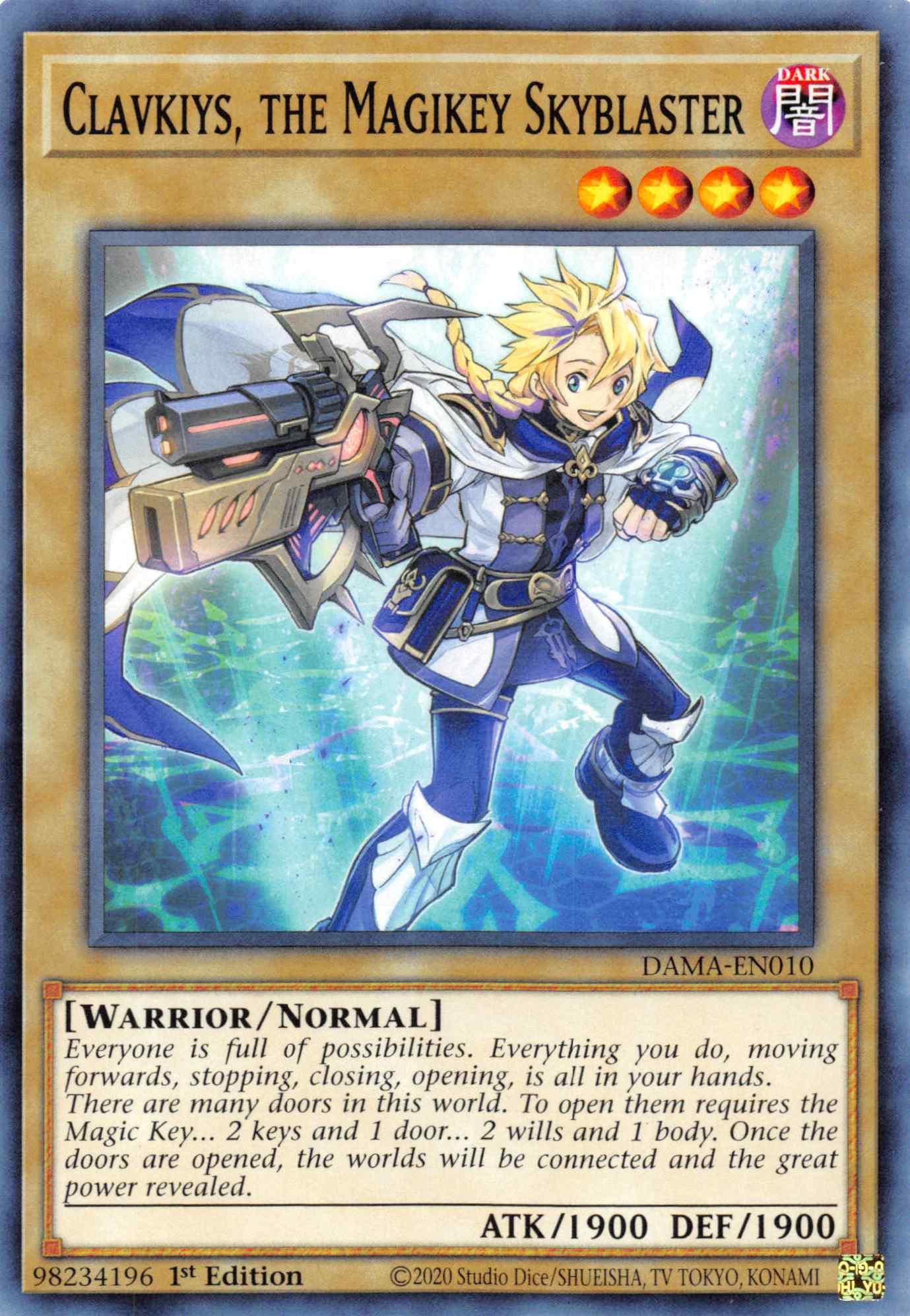 1st Edition, Common, Dark, Dawn of Majesty, Normal Monster, Warrior Clavkiys, the Magikey Skyblaster [DAMA-EN010] Common - Trading Card World