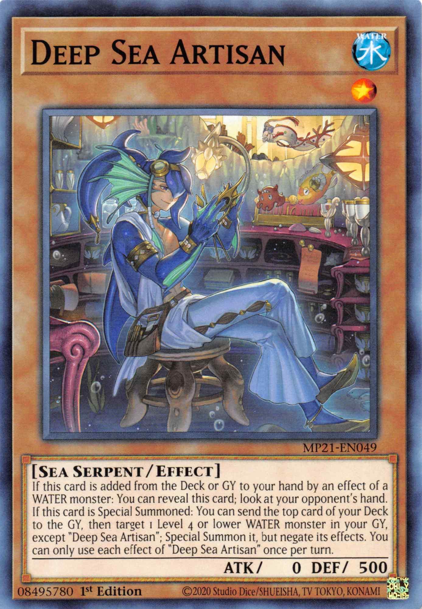 1st Edition, 2021 Tin of Ancient Battles, Common, Effect Monster, Sea Serpent, Water Deep Sea Artisan [MP21-EN049] Common - Trading Card World