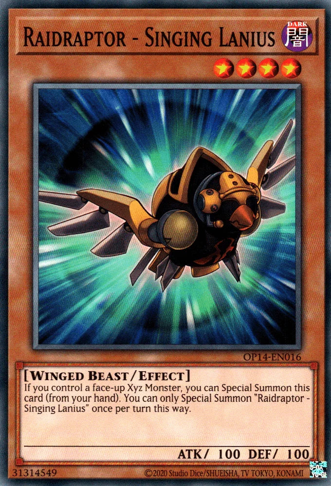 Common, Dark, Effect Monster, OTS Tournament Pack 14, Unlimited, Winged Beast Raidraptor - Singing Lanius [OP14-EN016] Common - Trading Card World