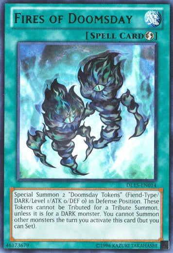 Duelist League Promo, Quick Play Spell, Rare, Spell, Unlimited Fires of Doomsday (Green) [DL15-EN014] Rare - Trading Card World