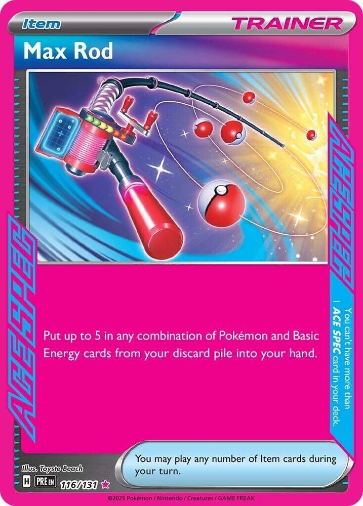116, Holofoil, Item, Rare Ace, Scarlet & Violet: Prismatic Evolutions Max Rod (116/131) [Scarlet & Violet: Prismatic Evolutions] - Trading Card World