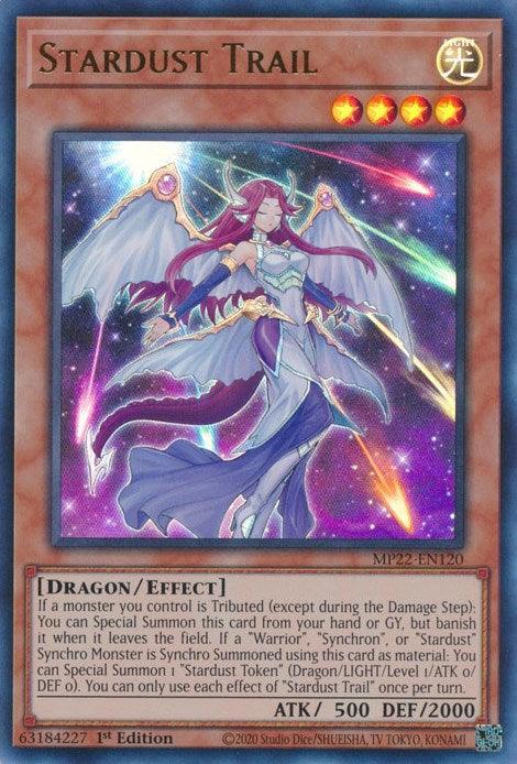 1st Edition, 2022 Tin of the Pharaoh's Gods, Dragon, Effect Monster, Light, Ultra Rare Stardust Trail [MP22-EN120] Ultra Rare - Trading Card World