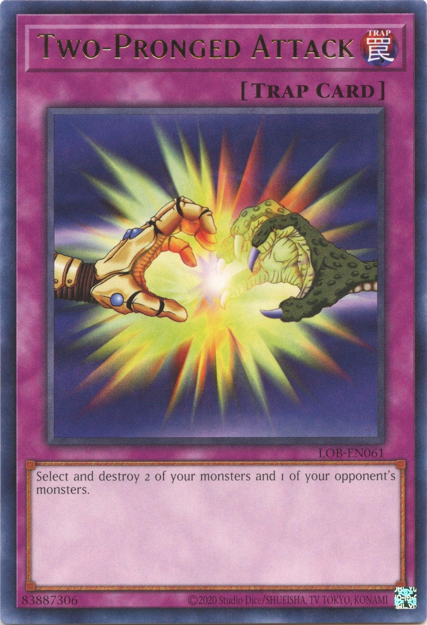 Legend of Blue Eyes White Dragon (25th Anniversary Edition), Normal Trap, Rare, Trap, Unlimited Two-Pronged Attack (25th Anniversary) [LOB-EN061] Rare - Trading Card World