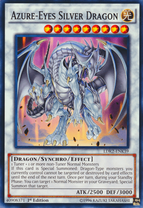 1st Edition, Common, Dragon, Legendary Decks II, Light, Synchro/Effect Monster, Unlimited Azure-Eyes Silver Dragon [LDK2-ENK39] Common - Trading Card World