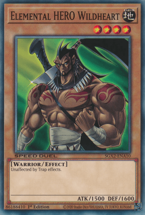 1st Edition, Common, Earth, Effect Monster, Speed Duel GX: Midterm Paradox, Warrior Elemental HERO Wildheart [SGX2-ENA10] Common - Trading Card World