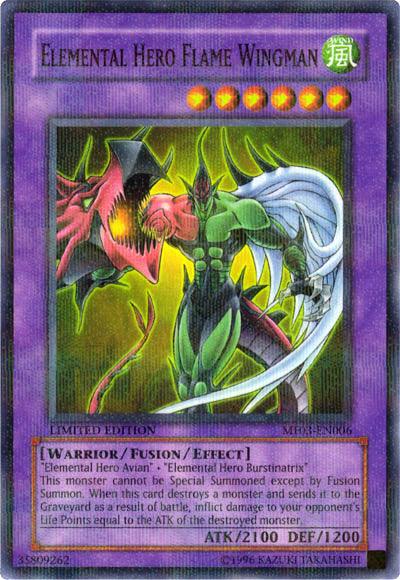 Fusion/Effect Monster, Limited, Mattel Action Figure Promos: Series 3, Parallel Rare, Warrior, Wind Elemental Hero Flame Wingman [MF03-EN006] Parallel Rare - Trading Card World