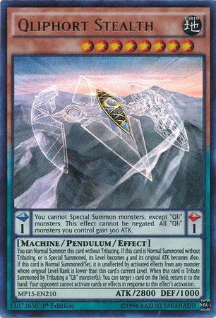 1st Edition, 2015 Mega-Tins Mega Pack, Earth, Machine, Pendulum/Effect Monster, Ultra Rare Qliphort Stealth [MP15-EN210] Ultra Rare - Trading Card World